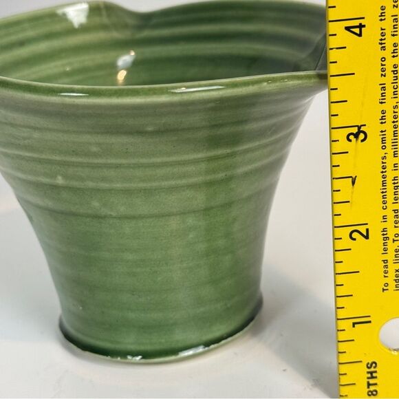 Vintage 3.5” Green Studio Pottery Vase with Flower Frog Signed 1995 - Picture 5 of 6